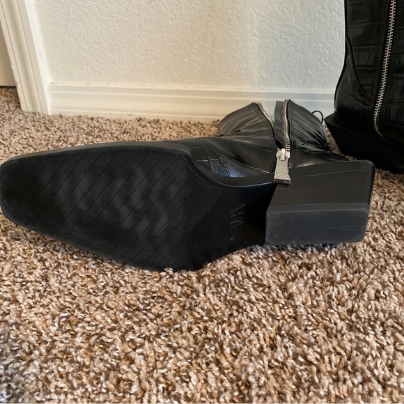 ZARA Black Croco Embossed Faux Leather Ankle Women’s Boots Sz US 8-8.5M (39EU) - Picture 11 of 15